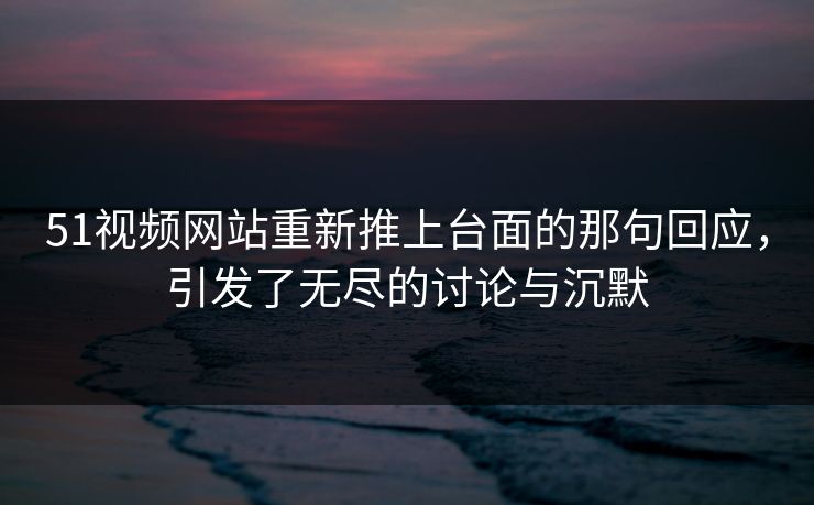 51视频网站重新推上台面的那句回应，引发了无尽的讨论与沉默