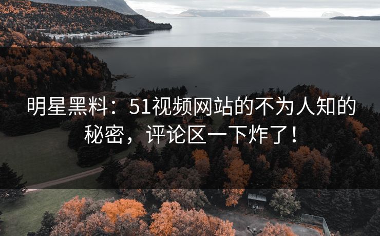明星黑料：51视频网站的不为人知的秘密，评论区一下炸了！