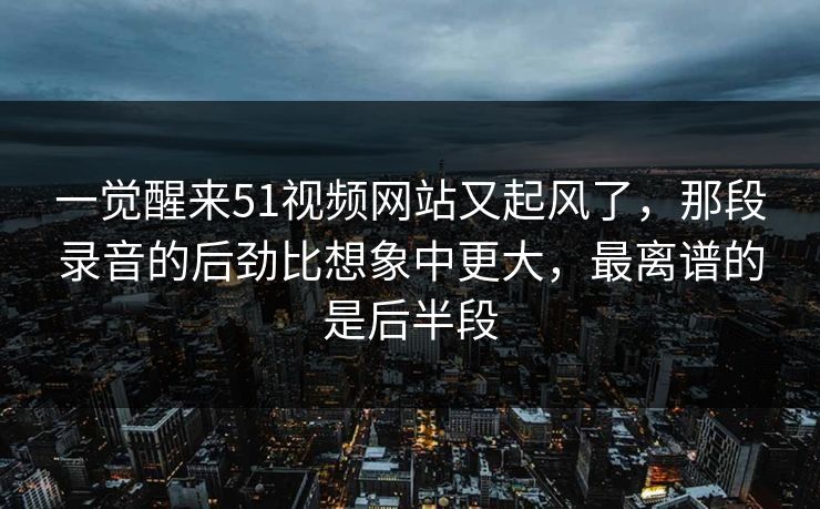 一觉醒来51视频网站又起风了，那段录音的后劲比想象中更大，最离谱的是后半段