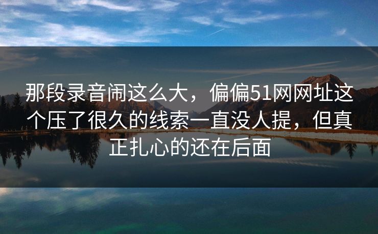 那段录音闹这么大，偏偏51网网址这个压了很久的线索一直没人提，但真正扎心的还在后面