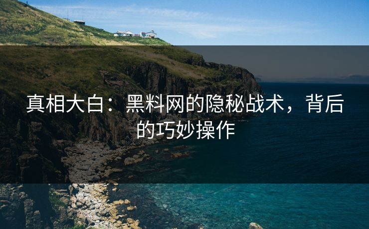真相大白：黑料网的隐秘战术，背后的巧妙操作